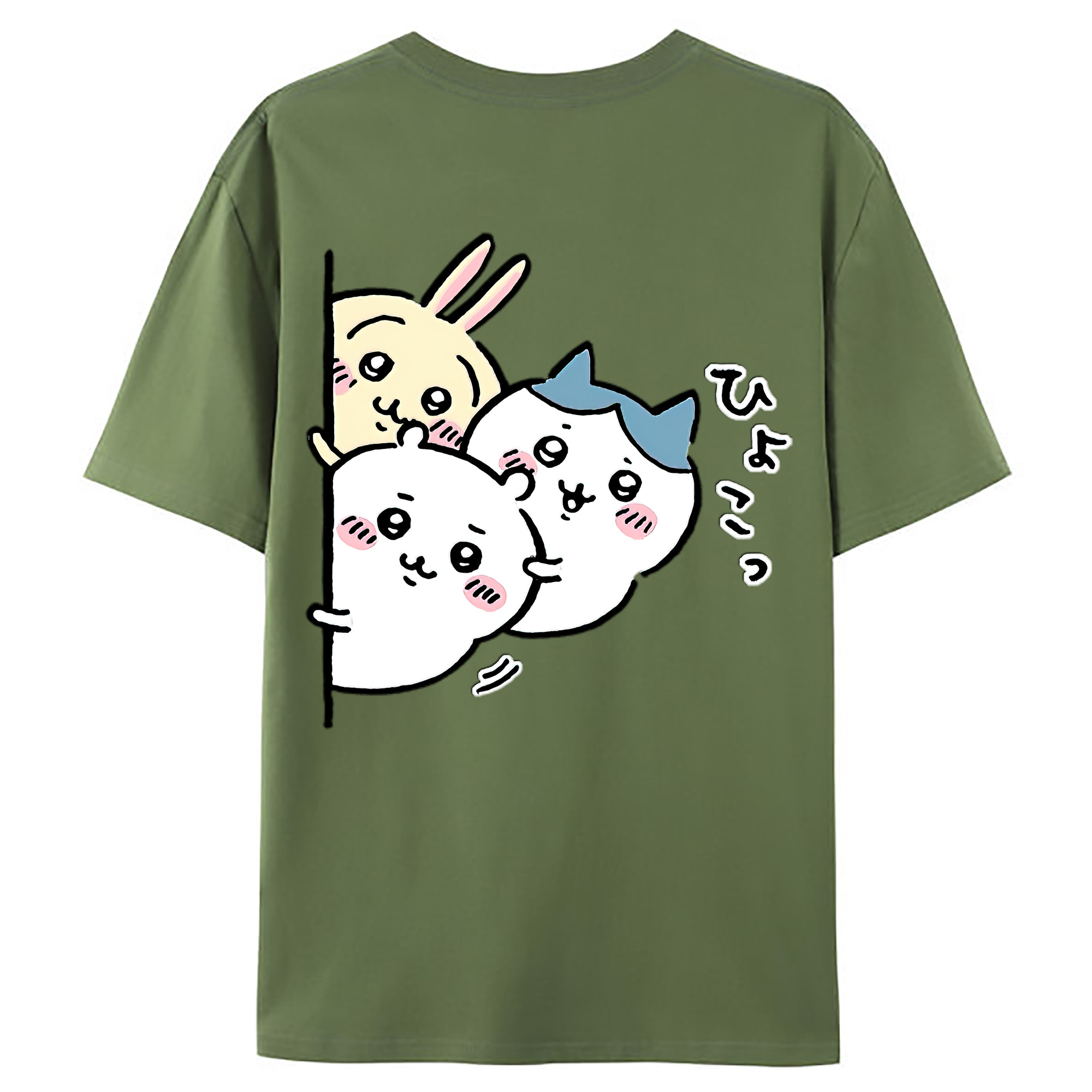 （画像用） ちいかわ うさぎ Chii-kawa usagi 綿100％ メンズ半袖Tシャツ（バックプリント） 通気性